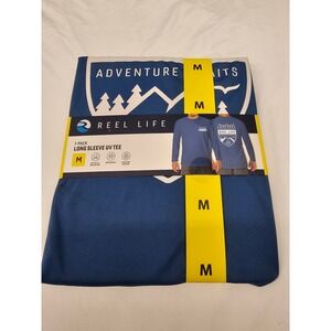 Reel Life Jax Beach Long Sleeve UV Tee Mens Medium Blue UPF 50+ Fishing